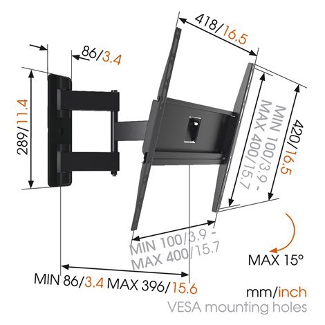 Vogels | Wall mount | MA3040-A1 | Full Motion | 32-65 "" | Maximum weight (capacity) 25 kg | Black - 5